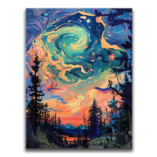 Swirly Aurora Sunset Fantasy Posters, Prints, & Visual Artwork TheGoatWallArt PORTRAIT 18x24 0.75" STANDARD