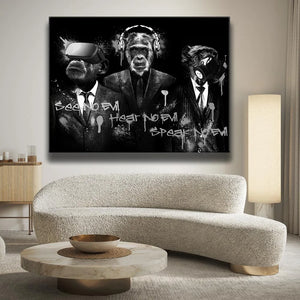 Three Wise Monkeys - Black & White