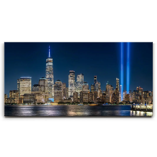 Tribute In Light And 1 World Trade Center Panorama Posters, Prints, & Visual Artwork TheGoatWallArt LANDSCAPE - WIDE 30x15 0.75" STANDARD