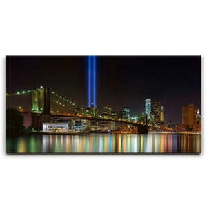 Tribute In Light And Brooklyn Bridge Panorama