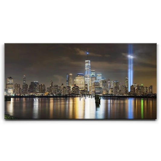 Tribute In Light And Lower Manhattan Panorama Posters, Prints, & Visual Artwork TheGoatWallArt LANDSCAPE - WIDE 30x15 0.75" STANDARD