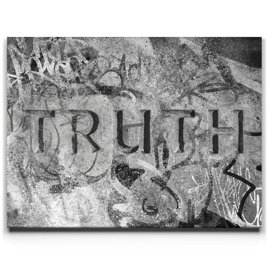 Truth Stone - Graffiti - Black and White Posters, Prints, & Visual Artwork TheGoatWallArt LANDSCAPE 24x18 0.75" STANDARD