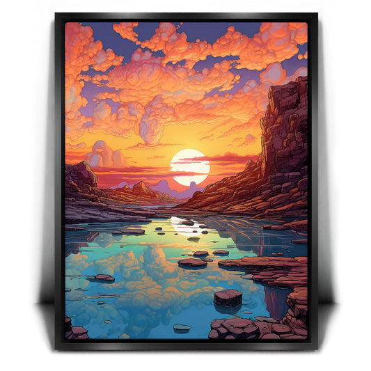Twilight Oasis Posters, Prints, & Visual Artwork TheGoatWallArt PORTRAIT 18x24 1.70" BLACK FRAME
