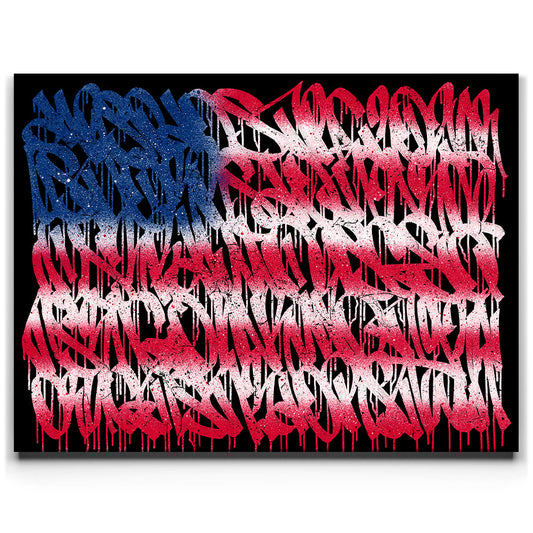 USA Flag - Calligraphy Posters, Prints, & Visual Artwork TheGoatWallArt LANDSCAPE 24x18 0.75" STANDARD