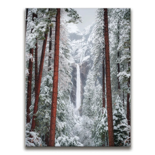 Upper Yosemite Falls In Winter Posters, Prints, & Visual Artwork TheGoatWallArt PORTRAIT 18x24 0.75" STANDARD