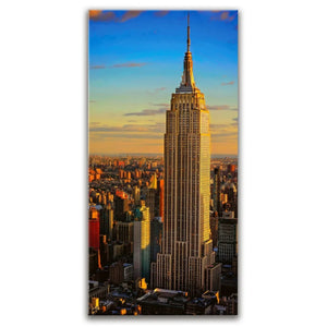 Vertical Panoramic View Of Empire State Building At Golden Hour