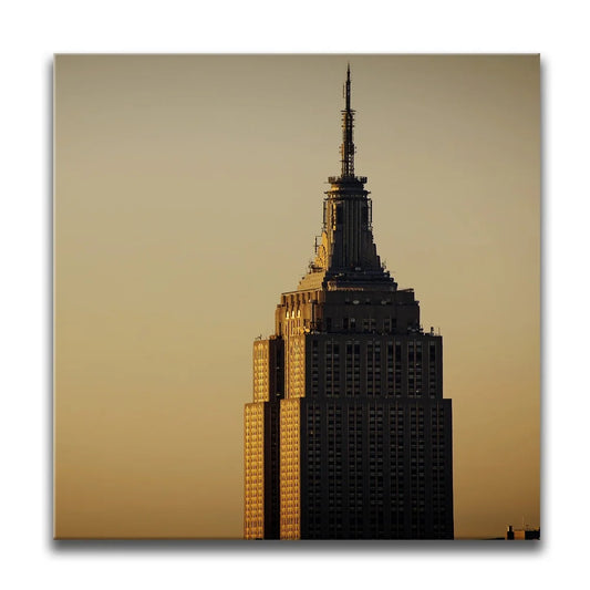 Vertical View Of The Top Of The Empire State Building At Sunrise Posters, Prints, & Visual Artwork TheGoatWallArt SQUARE 15x15 0.75" STANDARD