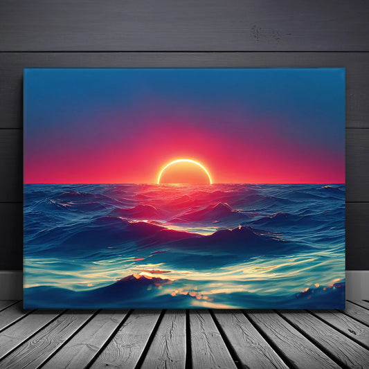 Vivid Ocean Sunset Posters, Prints, & Visual Artwork TheGoatWallArt LANDSCAPE 24x18 0.75" STANDARD