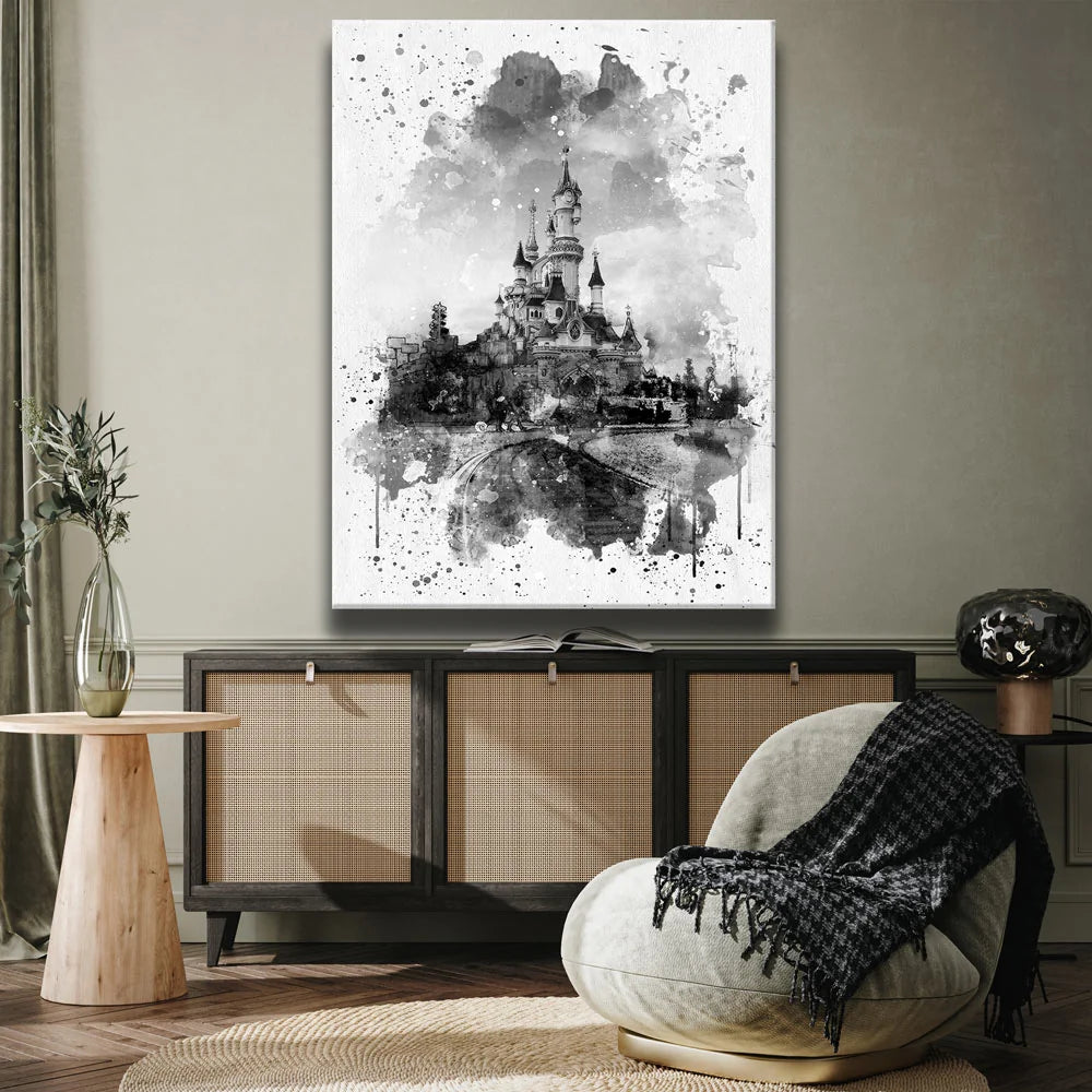 Featured image 2 for Watercolor Sleeping Beauty Castle - B & W