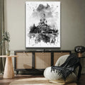 Thumbnail image 2 for Watercolor Sleeping Beauty Castle - B & W