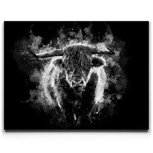 Yak - Watercolor - Black and White