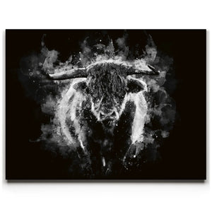 Yak - Watercolor - Black and White