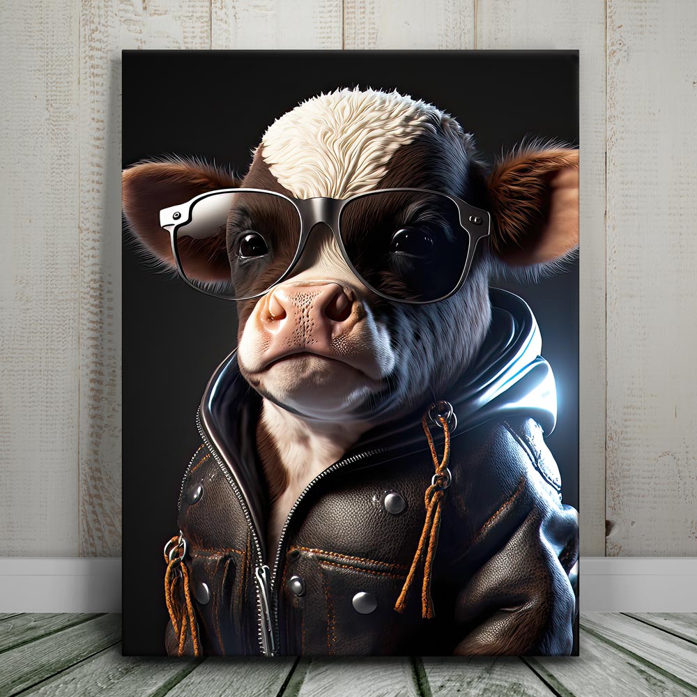 Baby Cow Wearing Leather