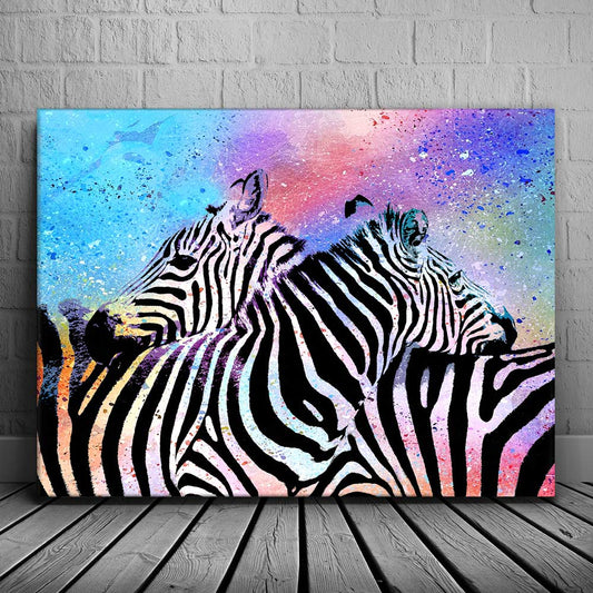 Colorful Zebras Posters, Prints, & Visual Artwork TheGoatWallArt LANDSCAPE 24x18 0.75" STANDARD