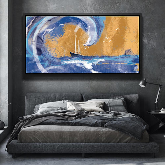 Golden Hour Sail Posters, Prints, & Visual Artwork TheGoatWallArt LANDSCAPE - WIDE 30x15 1.70" BLACK FRAME