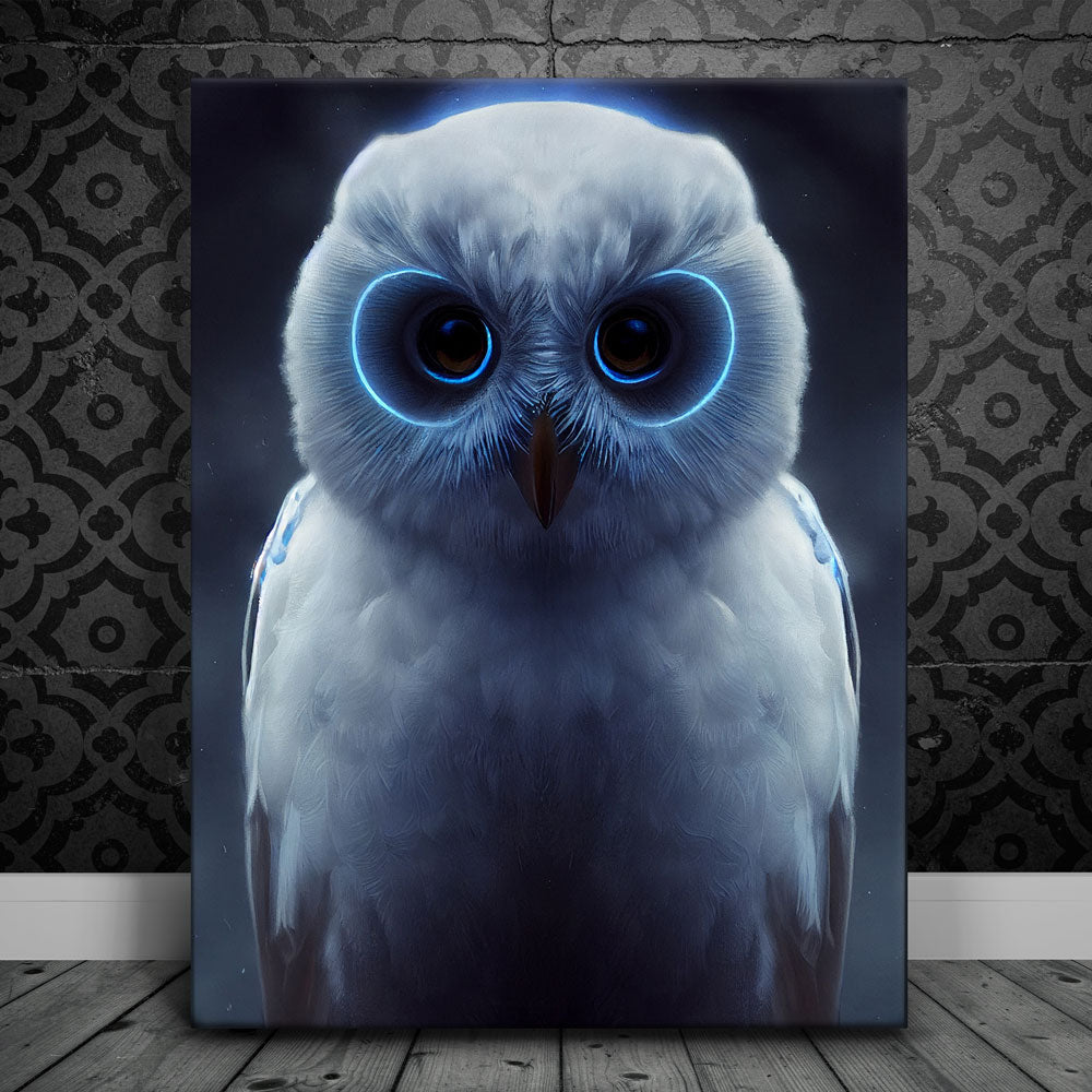 Magical Owl with Blue Eyes