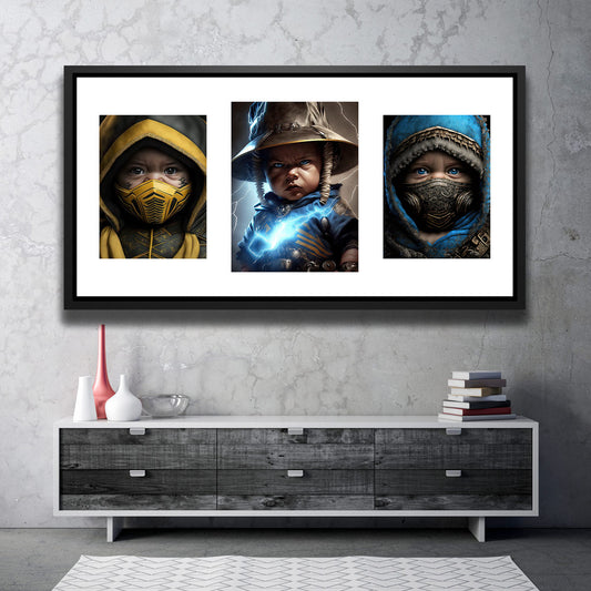 Mortal Kombat Babies Posters, Prints, & Visual Artwork TheGoatWallArt LANDSCAPE - WIDE 30x15 1.70" BLACK FRAME