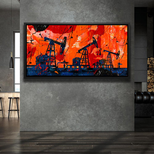 Pump Jack Landscape Posters, Prints, & Visual Artwork TheGoatWallArt LANDSCAPE - WIDE 30x15 1.70" BLACK FRAME