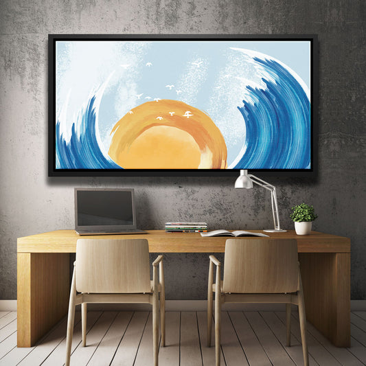 Sunrise Swell Posters, Prints, & Visual Artwork TheGoatWallArt LANDSCAPE - WIDE 30x15 1.70" BLACK FRAME