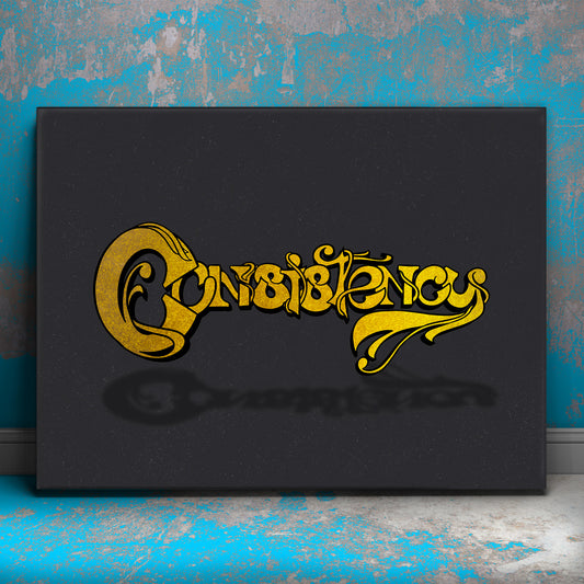 Consistency Key - Gold Posters, Prints, & Visual Artwork TheGoatWallArt LANDSCAPE 24x18 0.75" STANDARD